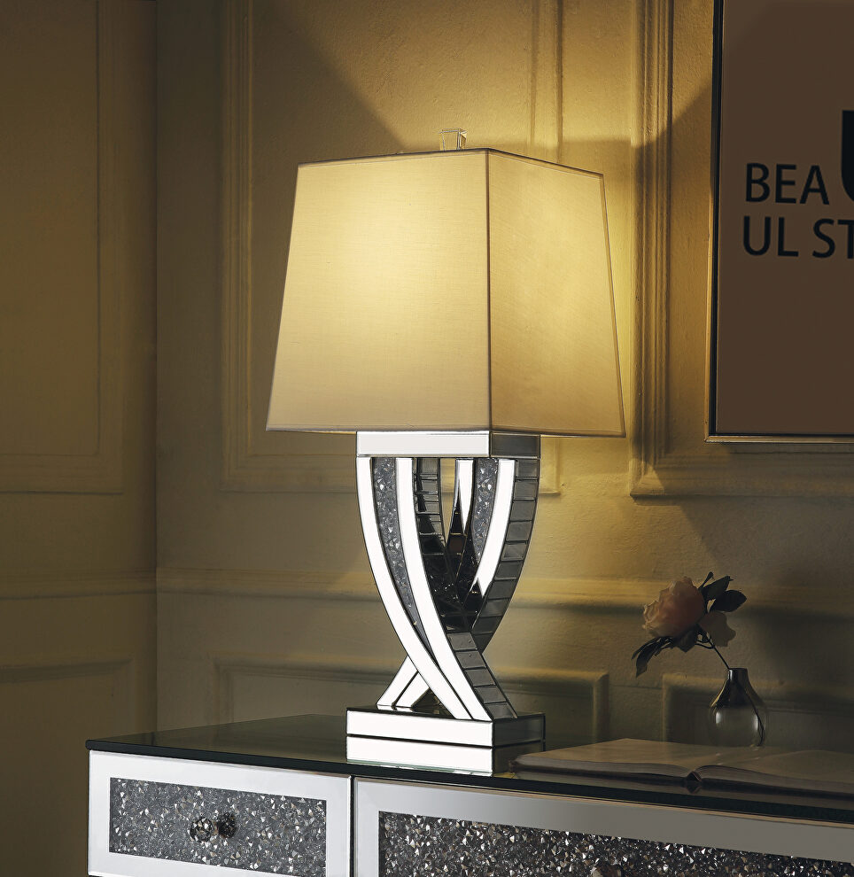 Mirrored & faux diamonds stylish design table lamp by Acme