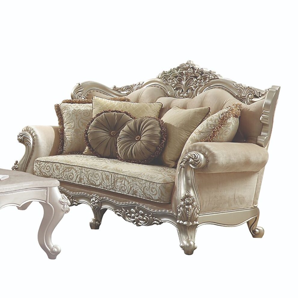 Fabric & champagne loveseat by Acme
