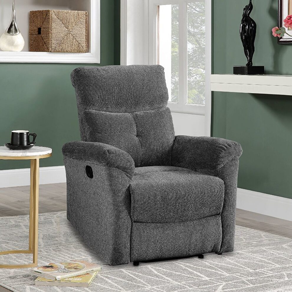Gray chenille motion chair by Acme
