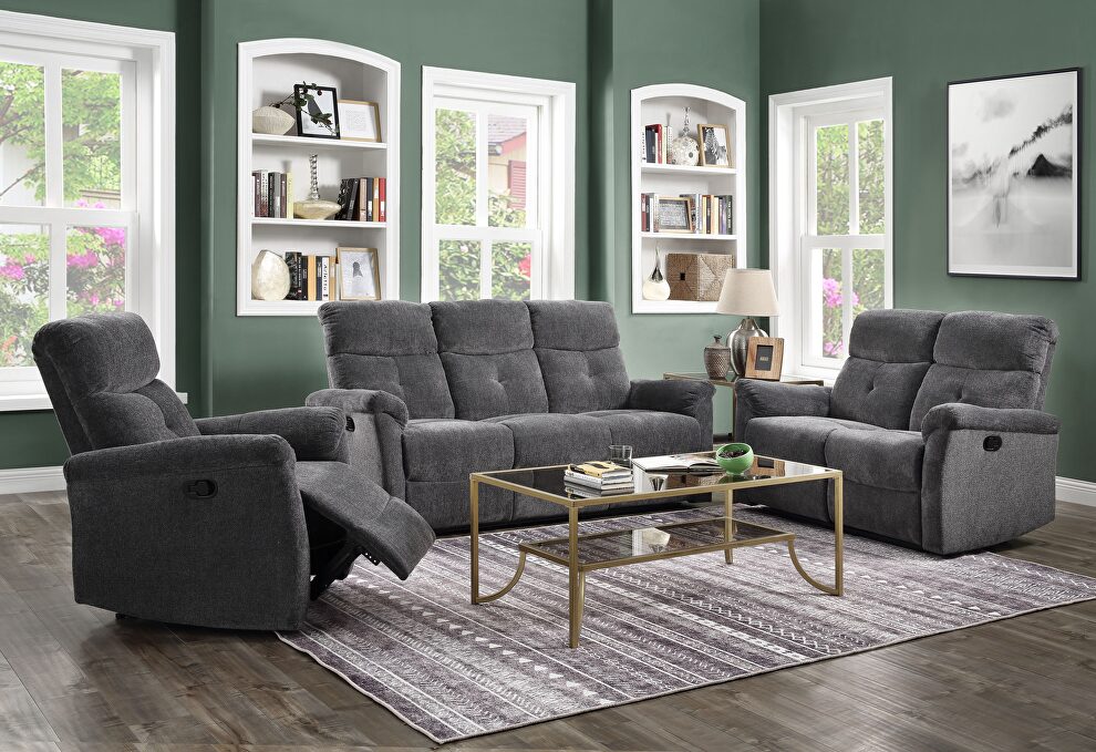 Gray chenille motion sofa by Acme