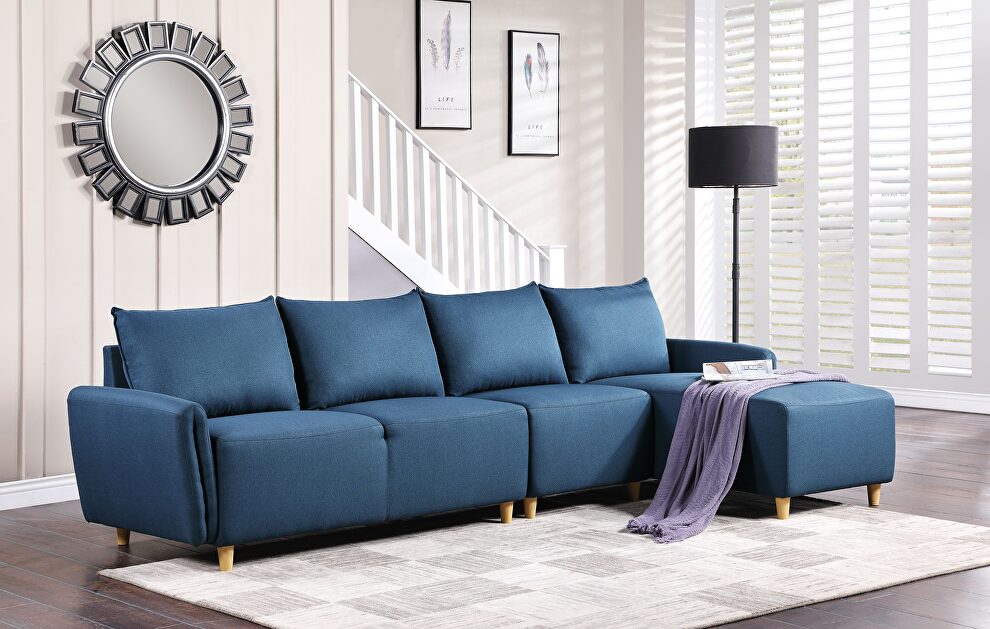 Blue fabric sectional sofa by Acme