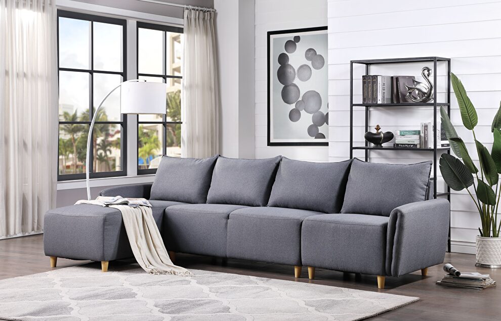 Gray fabric sectional sofa by Acme