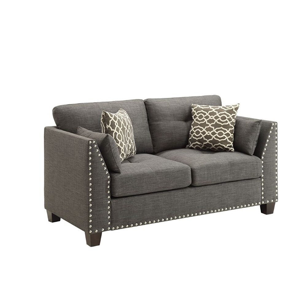Light charcoal linen loveseat by Acme