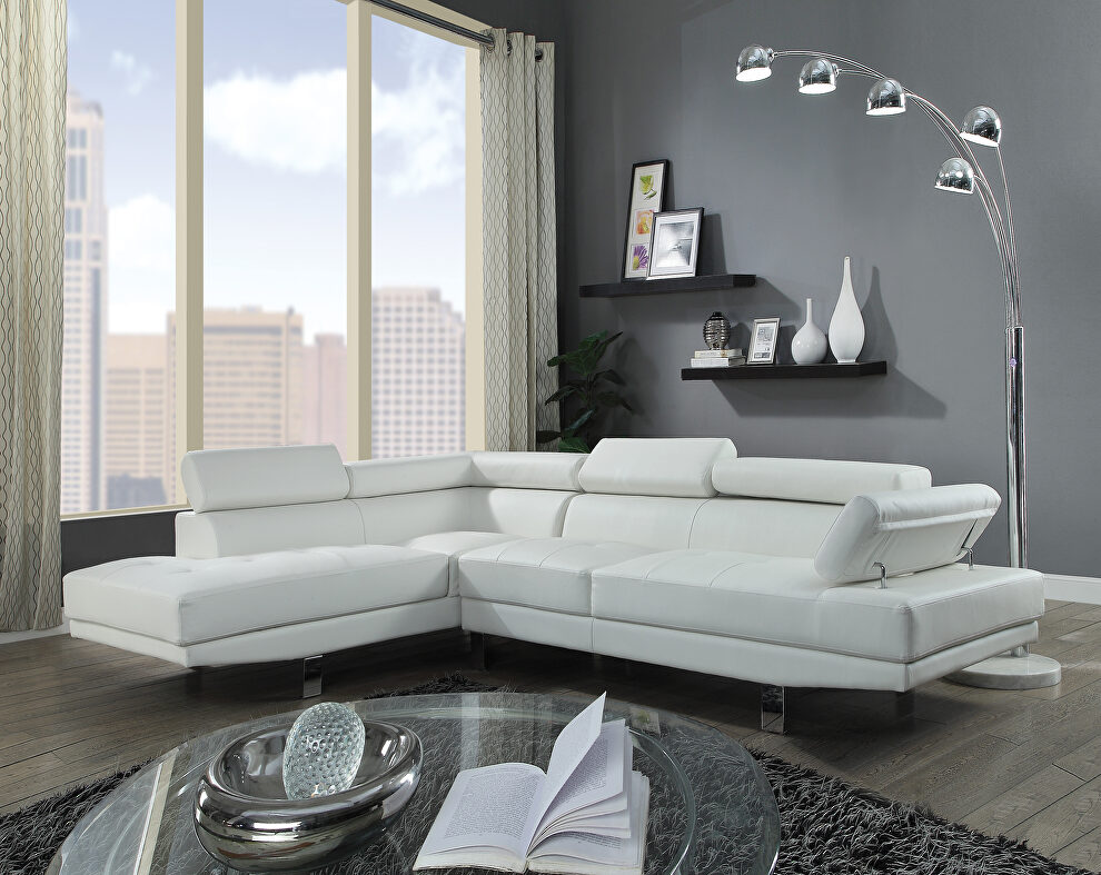 Cream pu upholstery l-shape sectional sofa by Acme