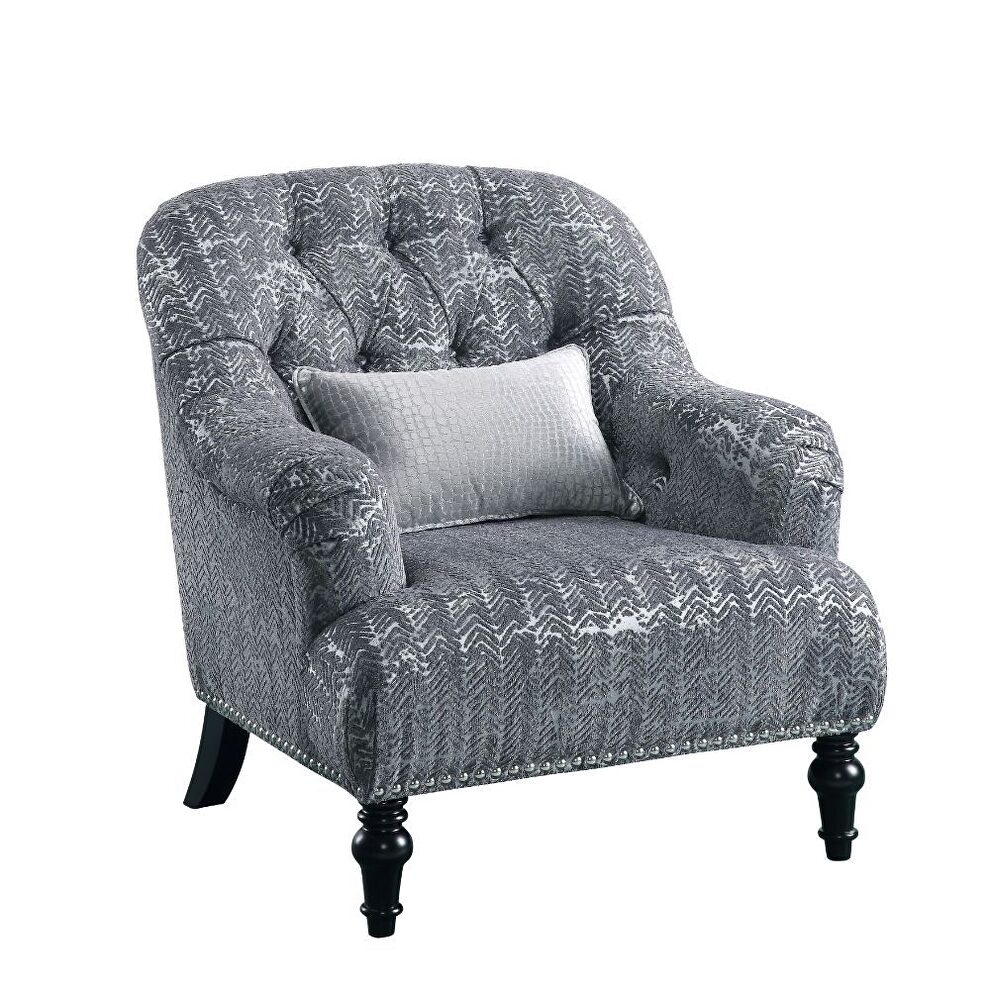 Dark gray velvet mid-century modern chair by Acme