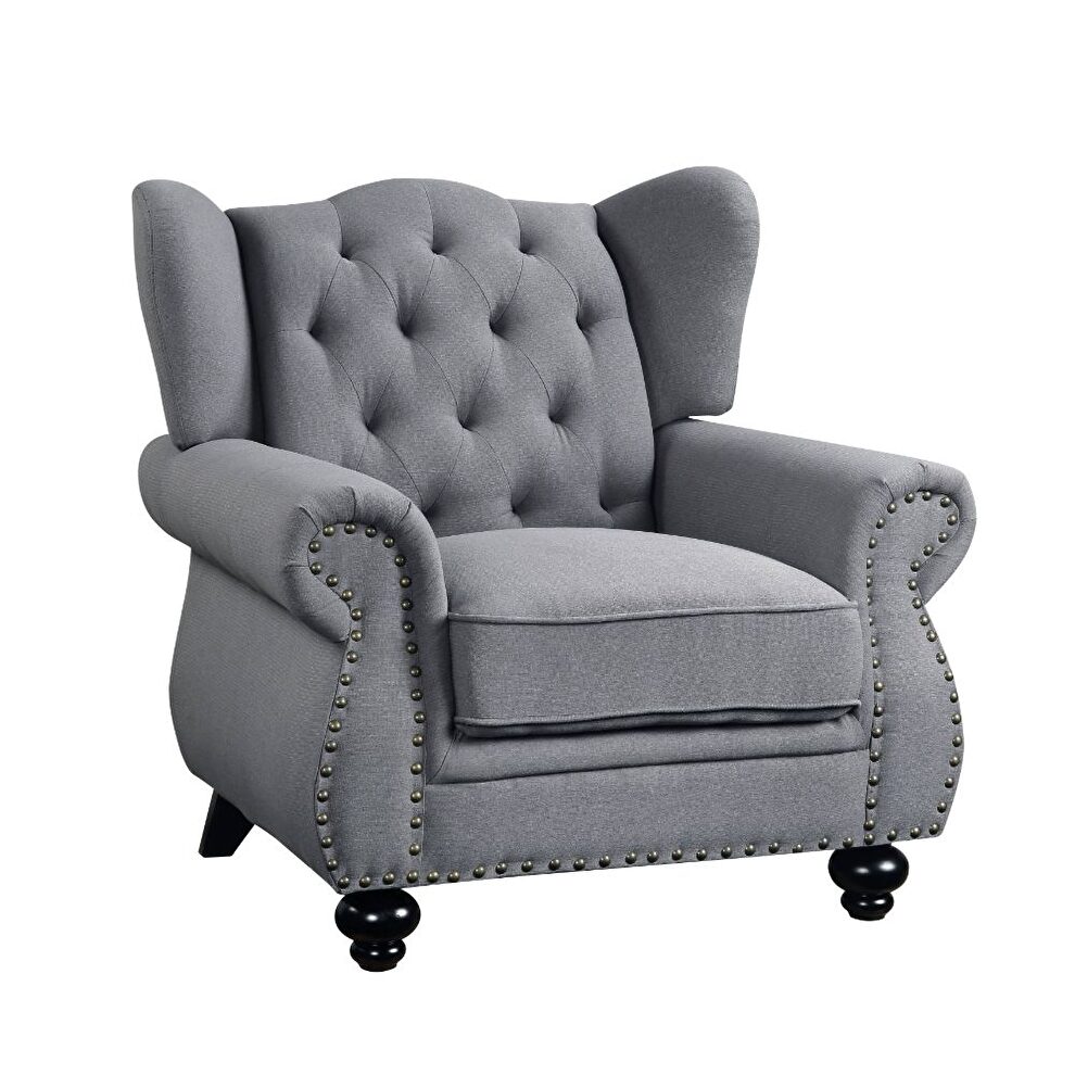 Gray fabric chair by Acme