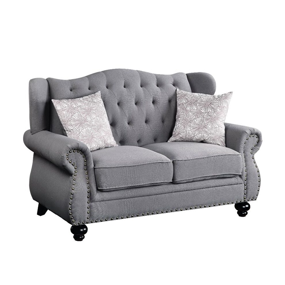 Gray fabric loveseat by Acme