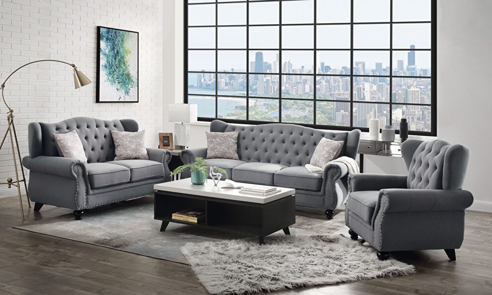 Gray fabric sofa by Acme