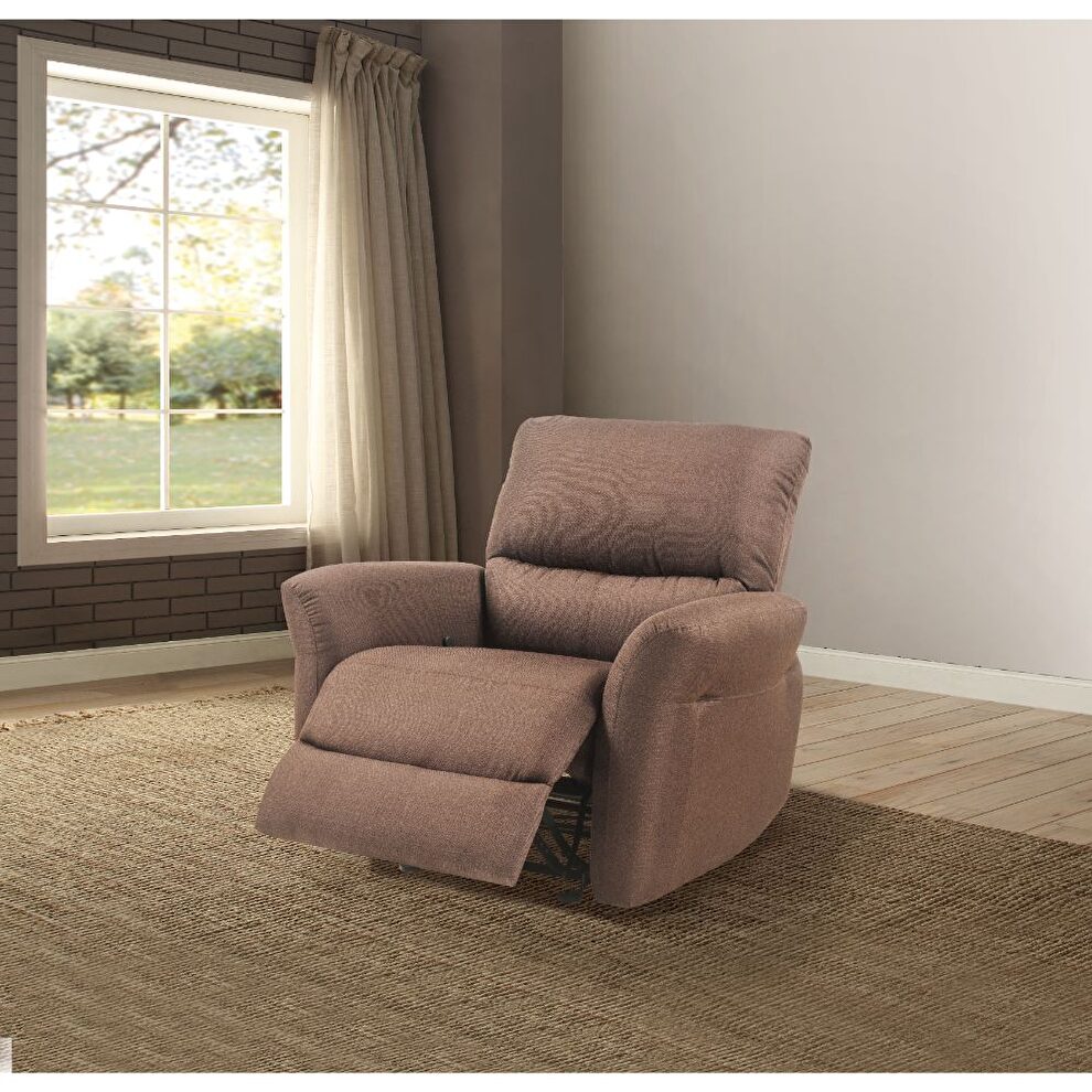 Chocolate linen recliner by Acme