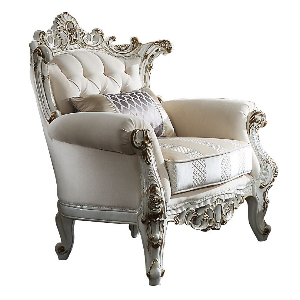 Fabric & antique pearl chair by Acme