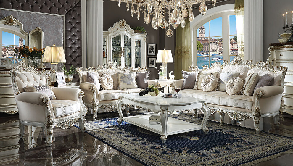 Fabric & antique pearl sofa by Acme