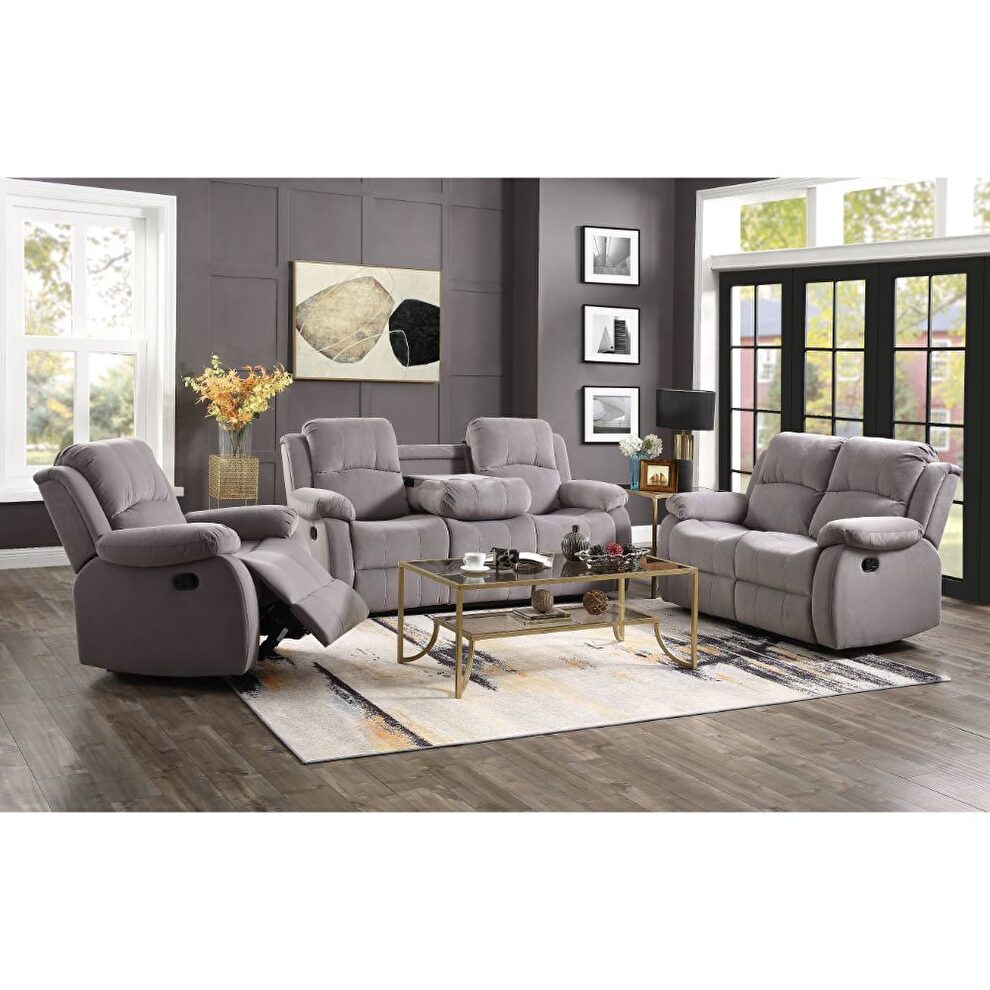 Motion velvet sofa in gray by Acme