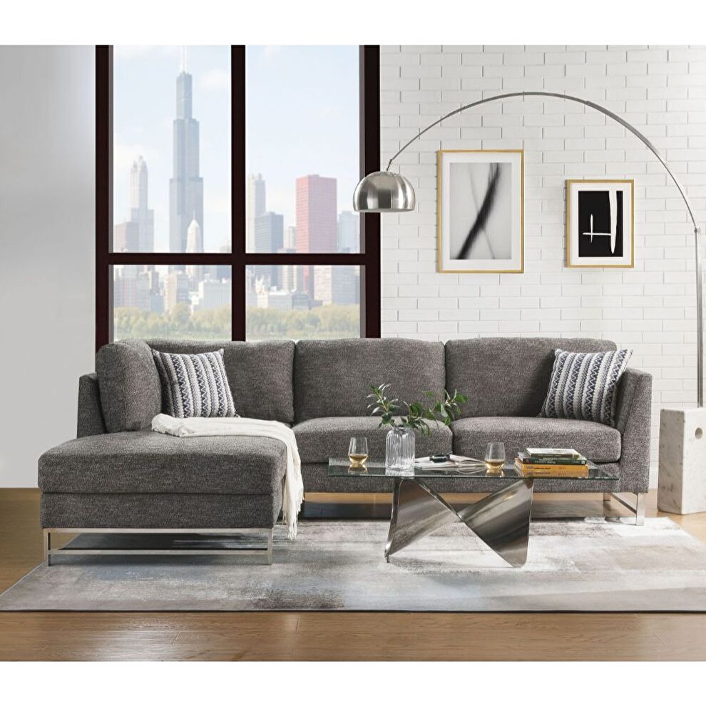 Gray linen sectional sofa by Acme
