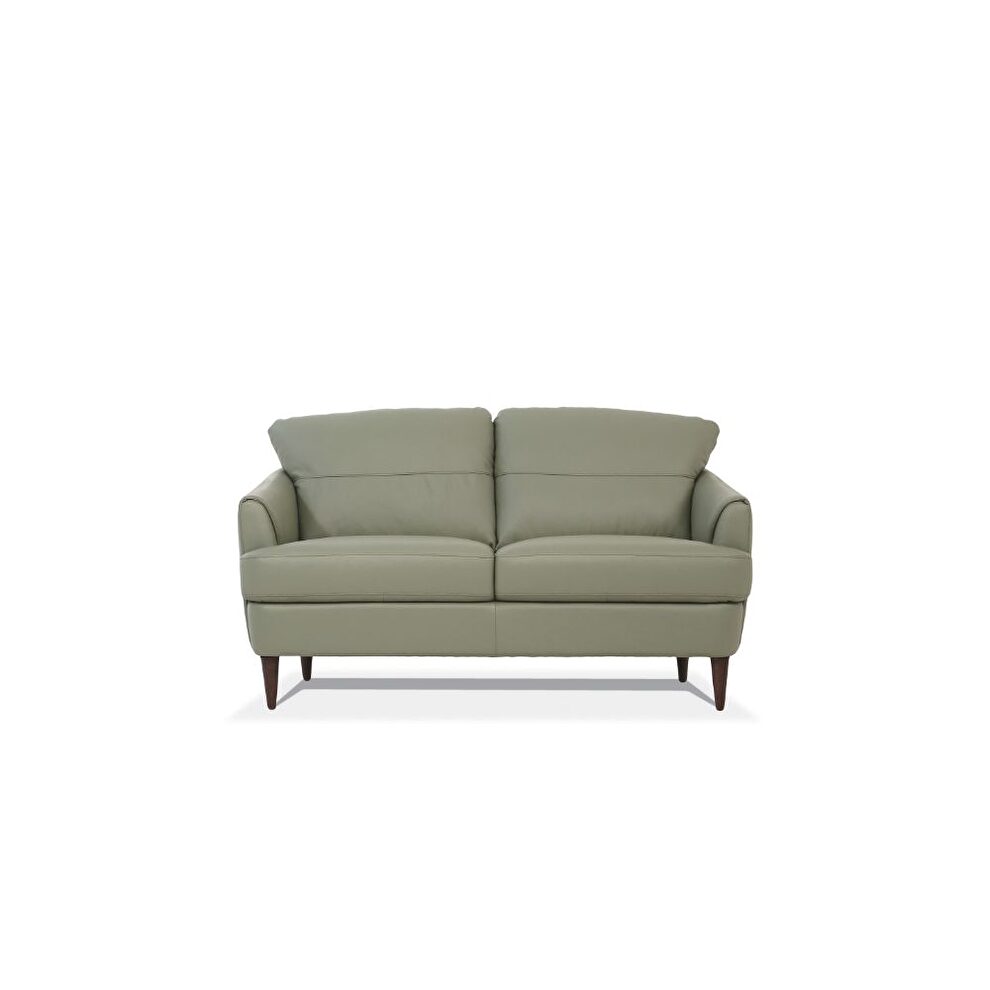 Moss green leather loveseat by Acme