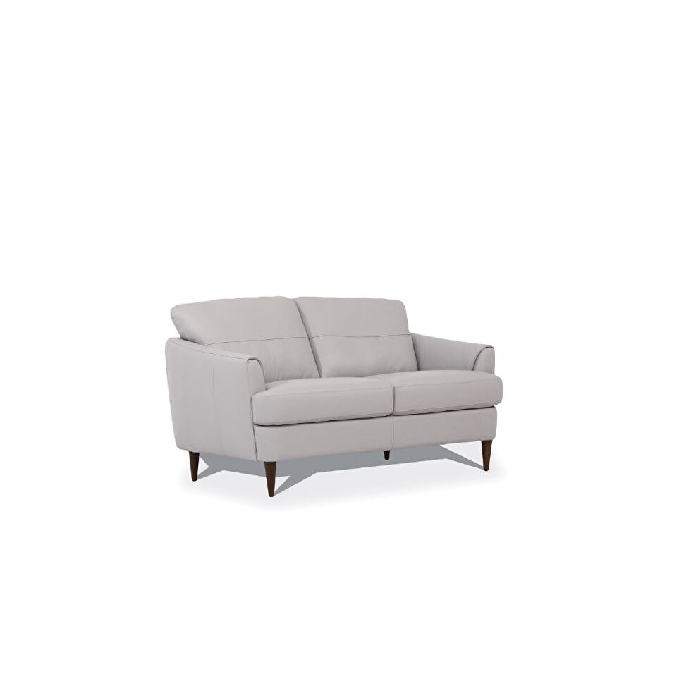 Pearl gray leather loveseat by Acme