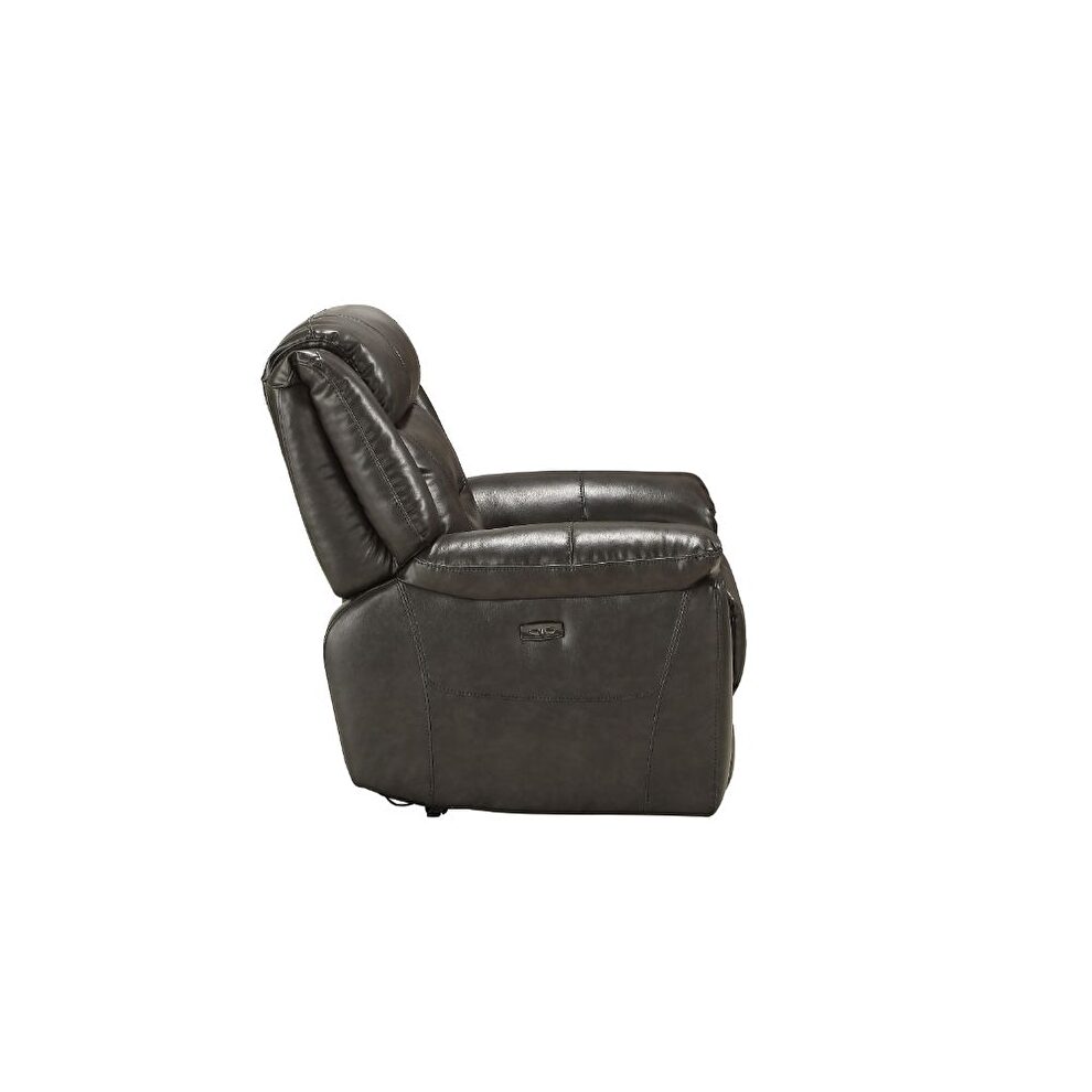 Gray leather-aire reclining chair by Acme