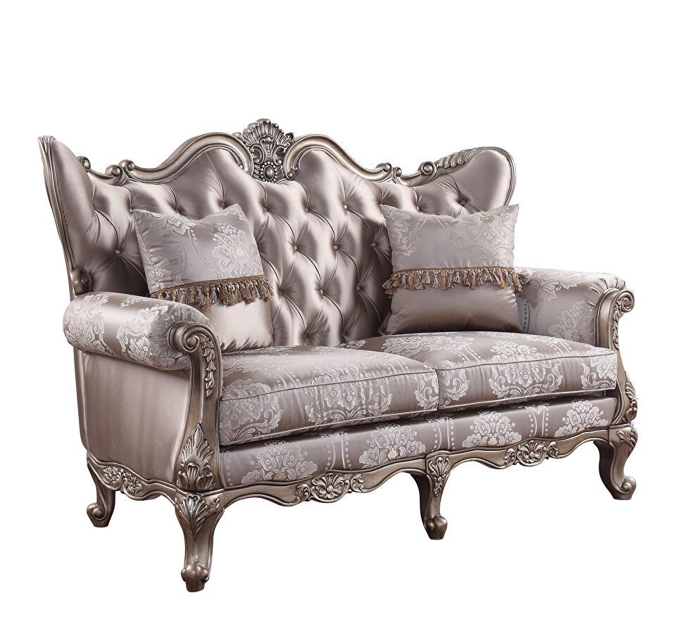 Champagne finish fabric exclusive design loveseat by Acme
