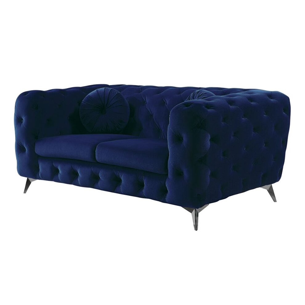 Blue fabric loveseat by Acme