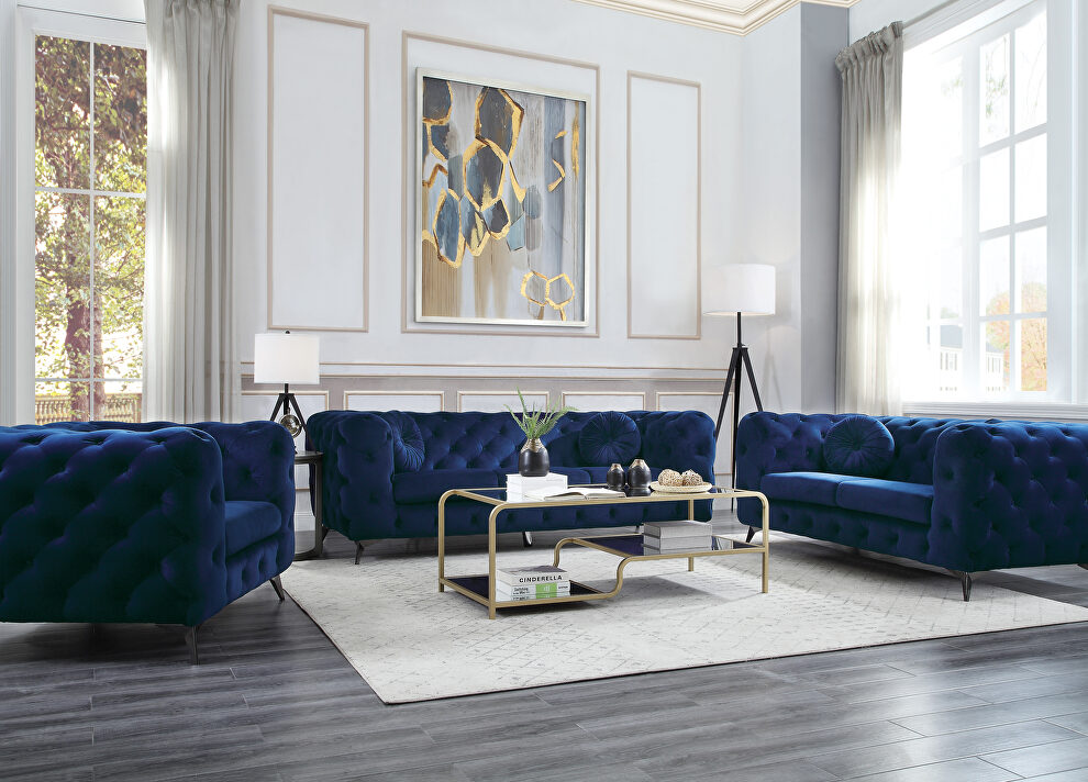 Blue fabric sofa by Acme
