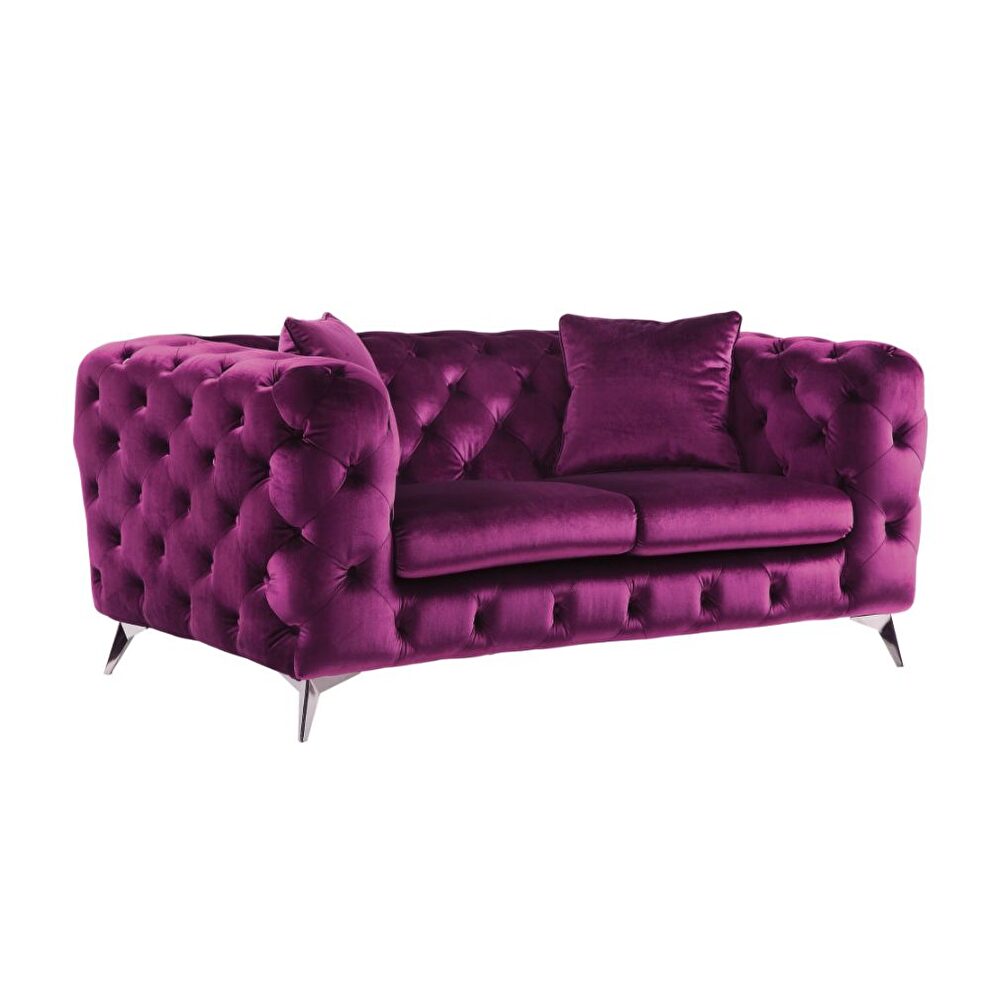 Purple fabric loveseat in glam style by Acme