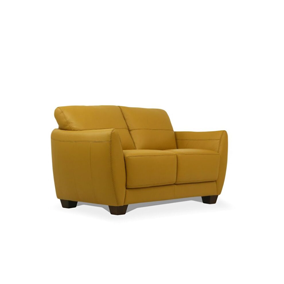 Mustard leather loveseat by Acme