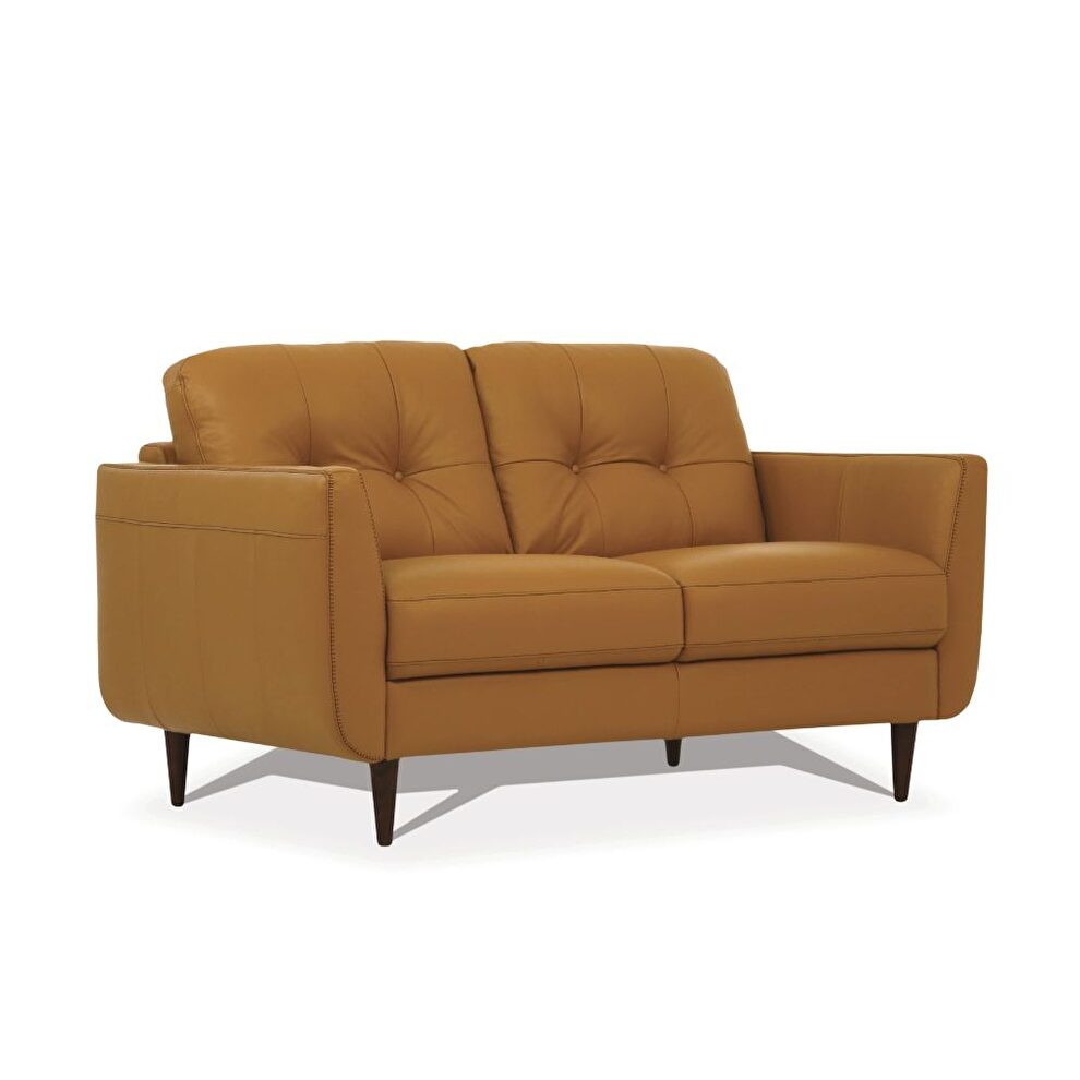 Camel leather loveseat by Acme