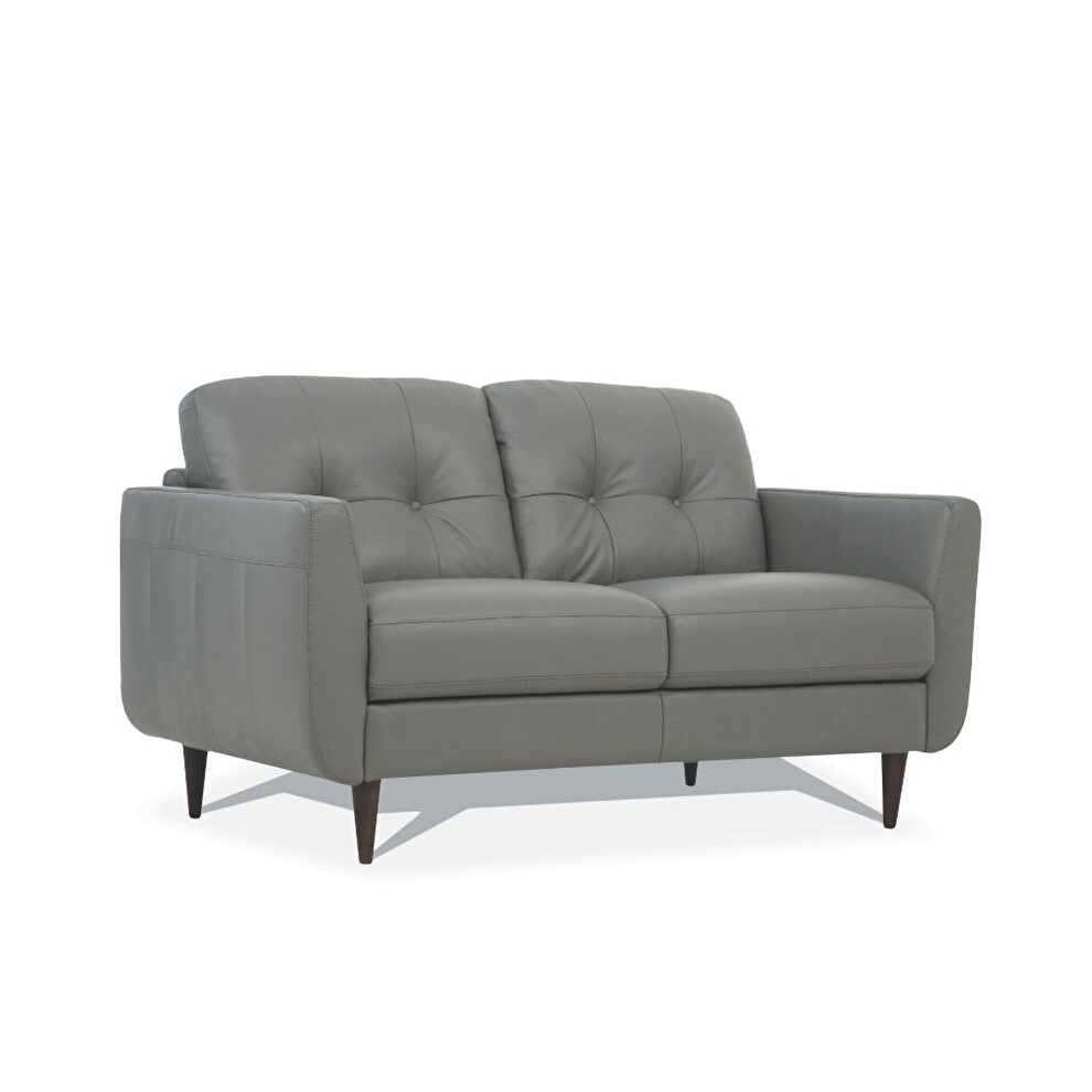Pesto green leather loveseat by Acme