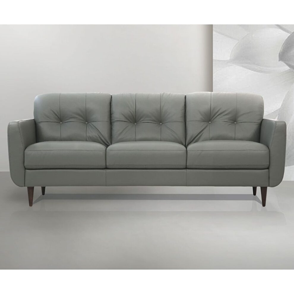 Pesto green full leather sofa made in Italy by Acme