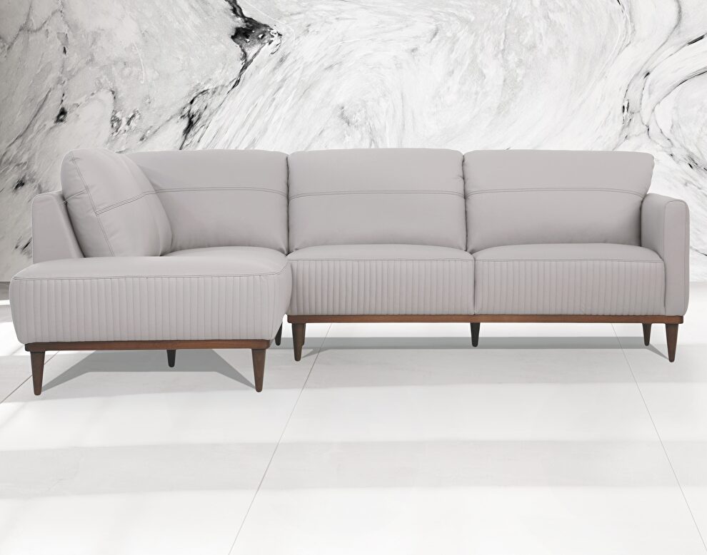 Pearl gray full leather sectional sofa by Acme