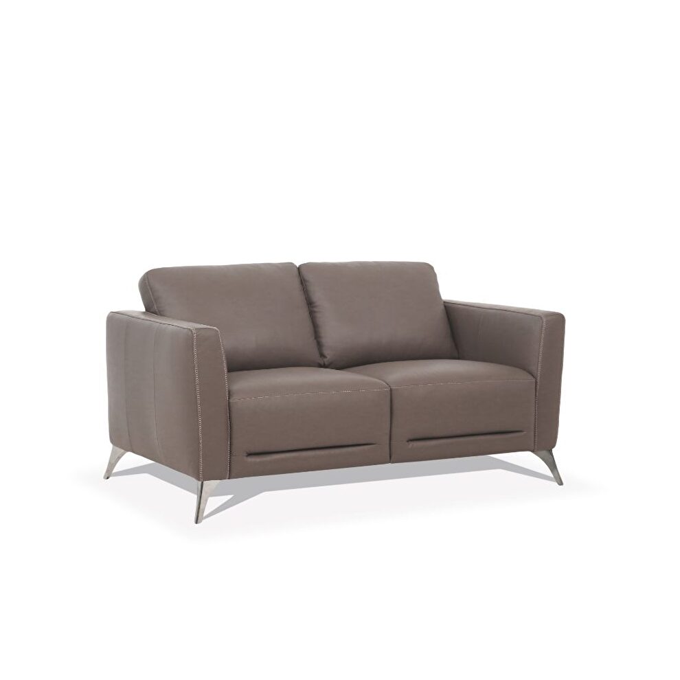 Taupe leather loveseat by Acme