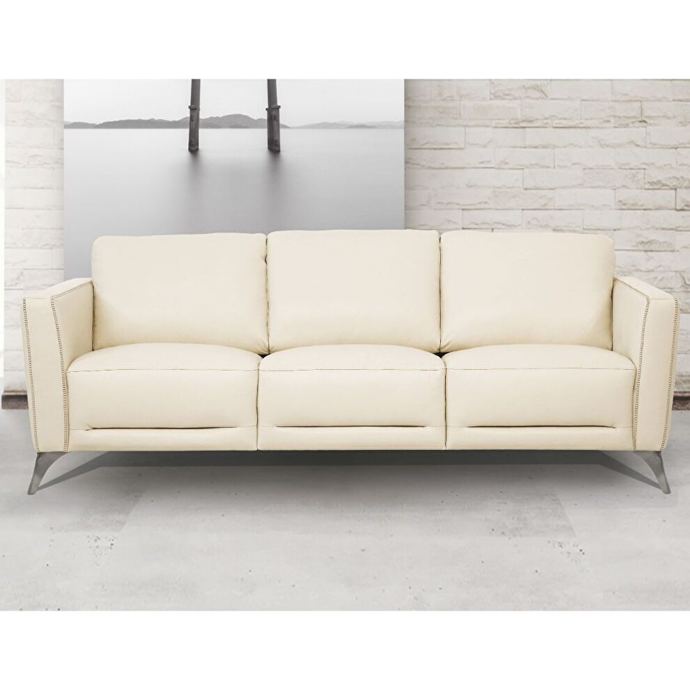 Cream full leather contemporary sofa by Acme