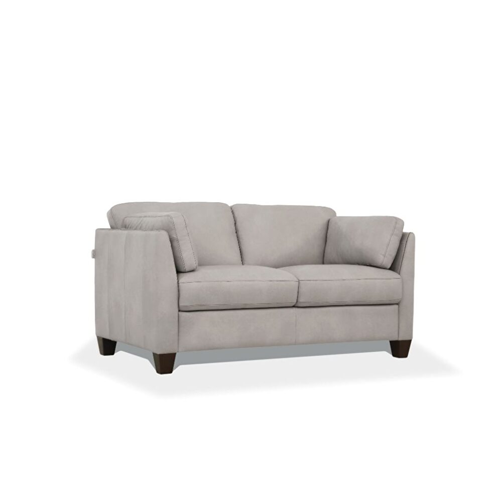 Dusty white leather loveseat by Acme