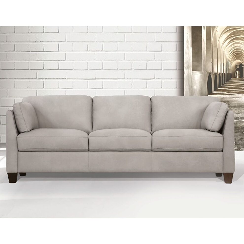 Dusty white full leather contemporary sofa by Acme