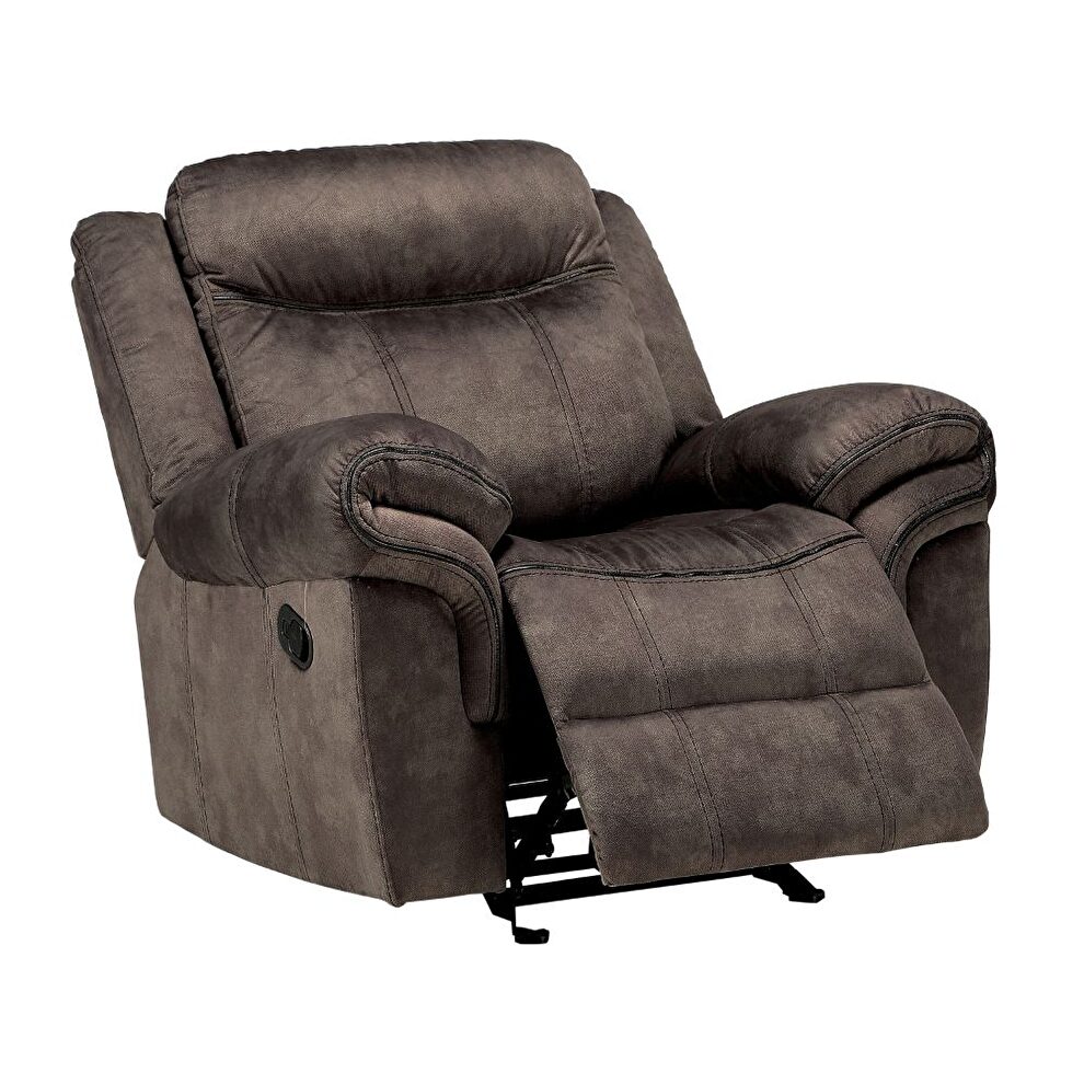 2-tone chocolate velvet reclining chair by Acme