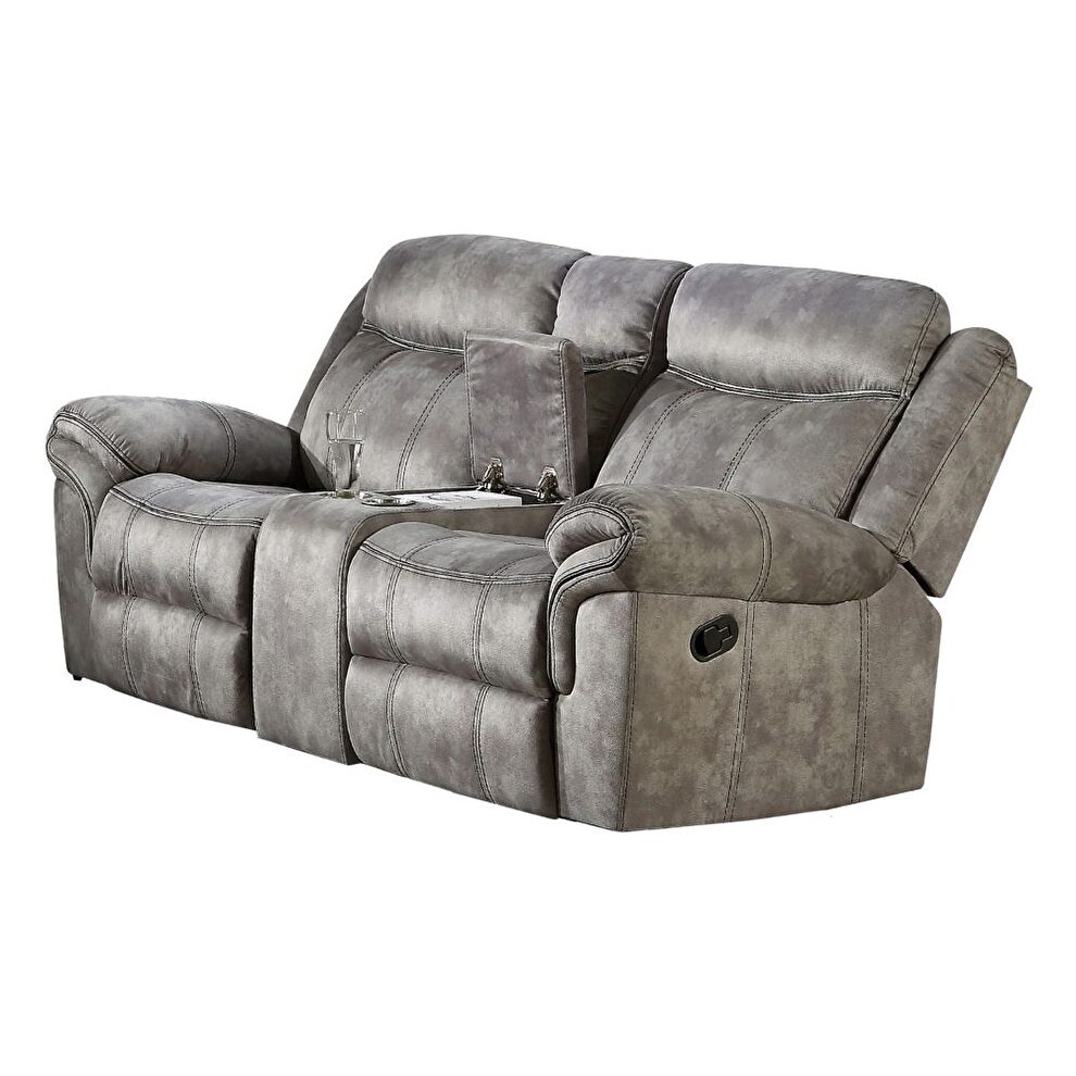2-tone gray velvet a reclining loveseat by Acme