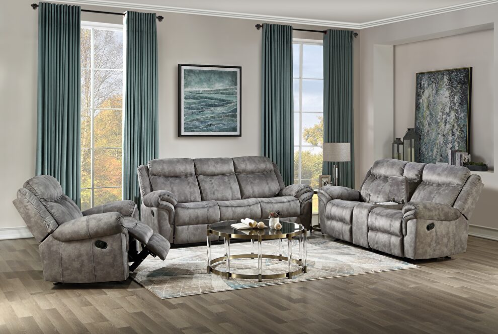 2-tone gray velvet a reclining sofa by Acme