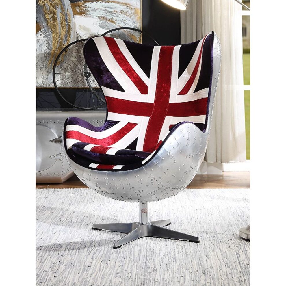 Pattern fabric & aluminum chair by Acme