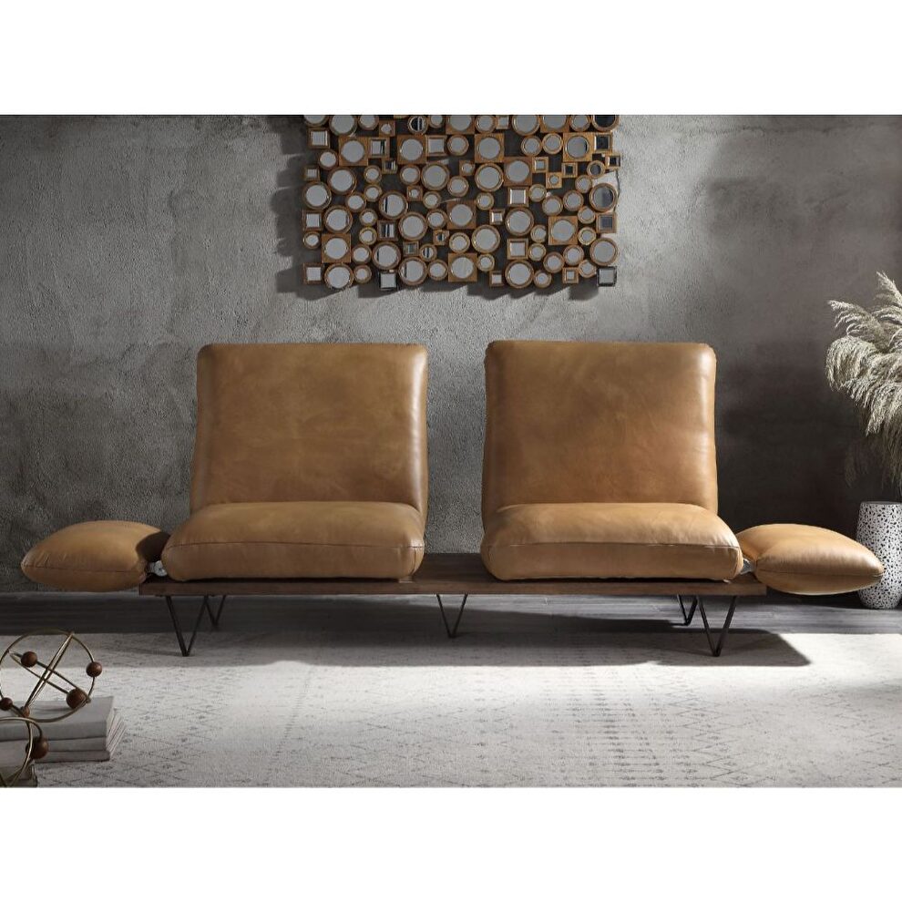 Nutmeg top grain leather sofa by Acme