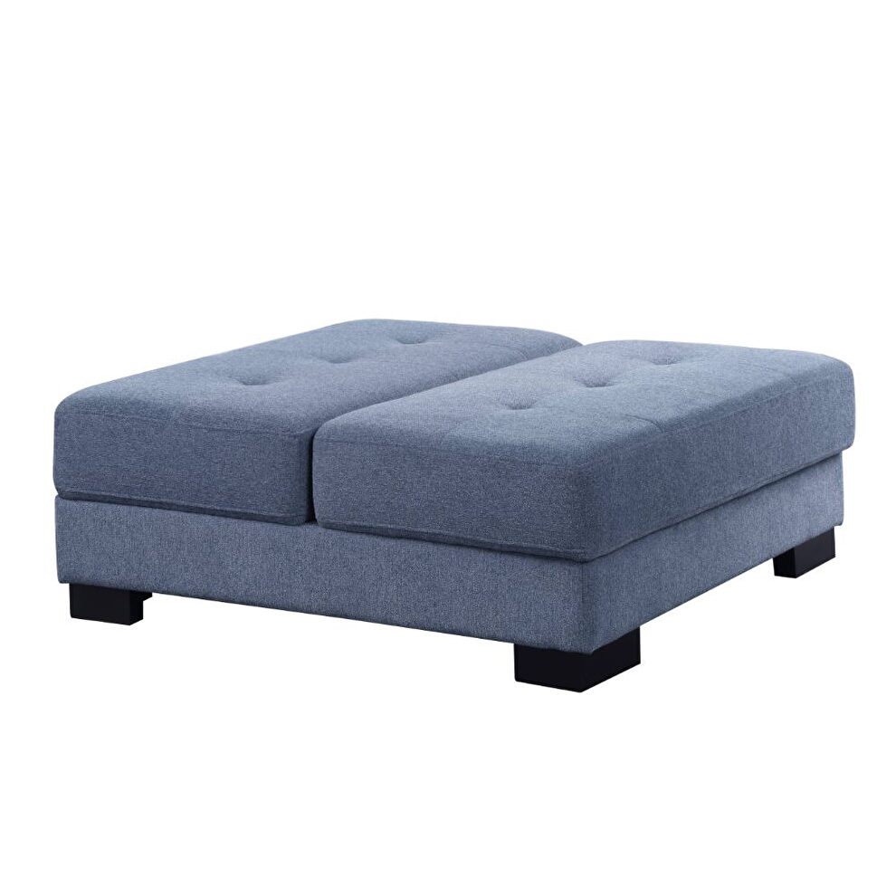 Dusty blue fabric sectional ottoman by Acme