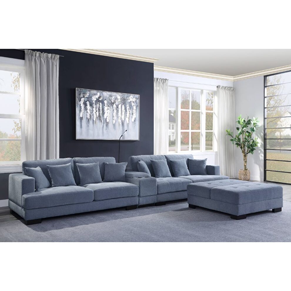 Dusty blue fabric sectional sofa by Acme