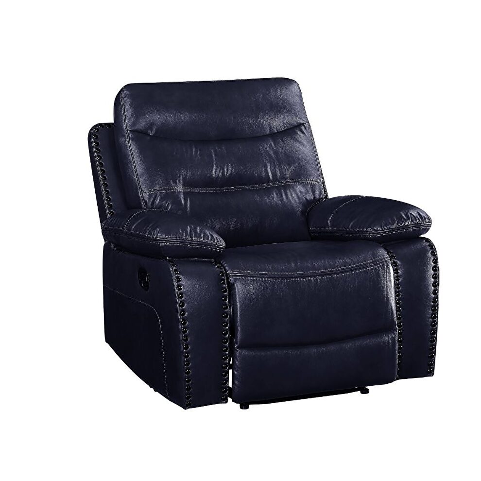 Navy leather-gel match chair (motion) by Acme