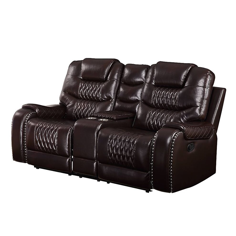 Brown pu loveseat (motion) by Acme