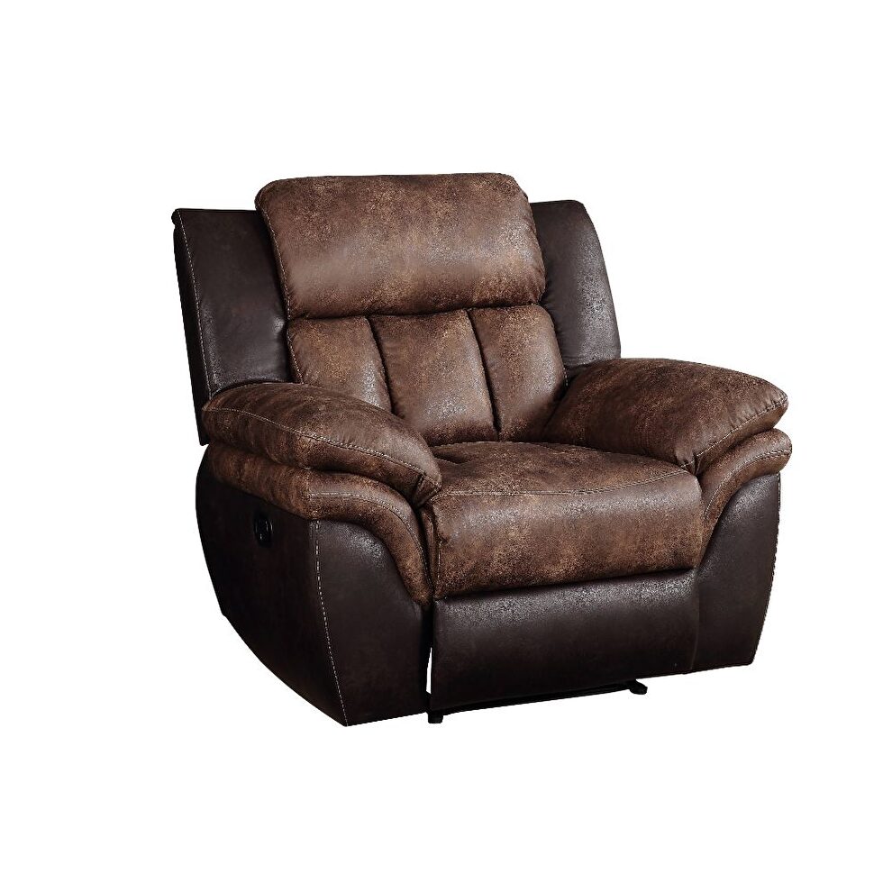 Toffee & espresso polished microfiber motion chair by Acme