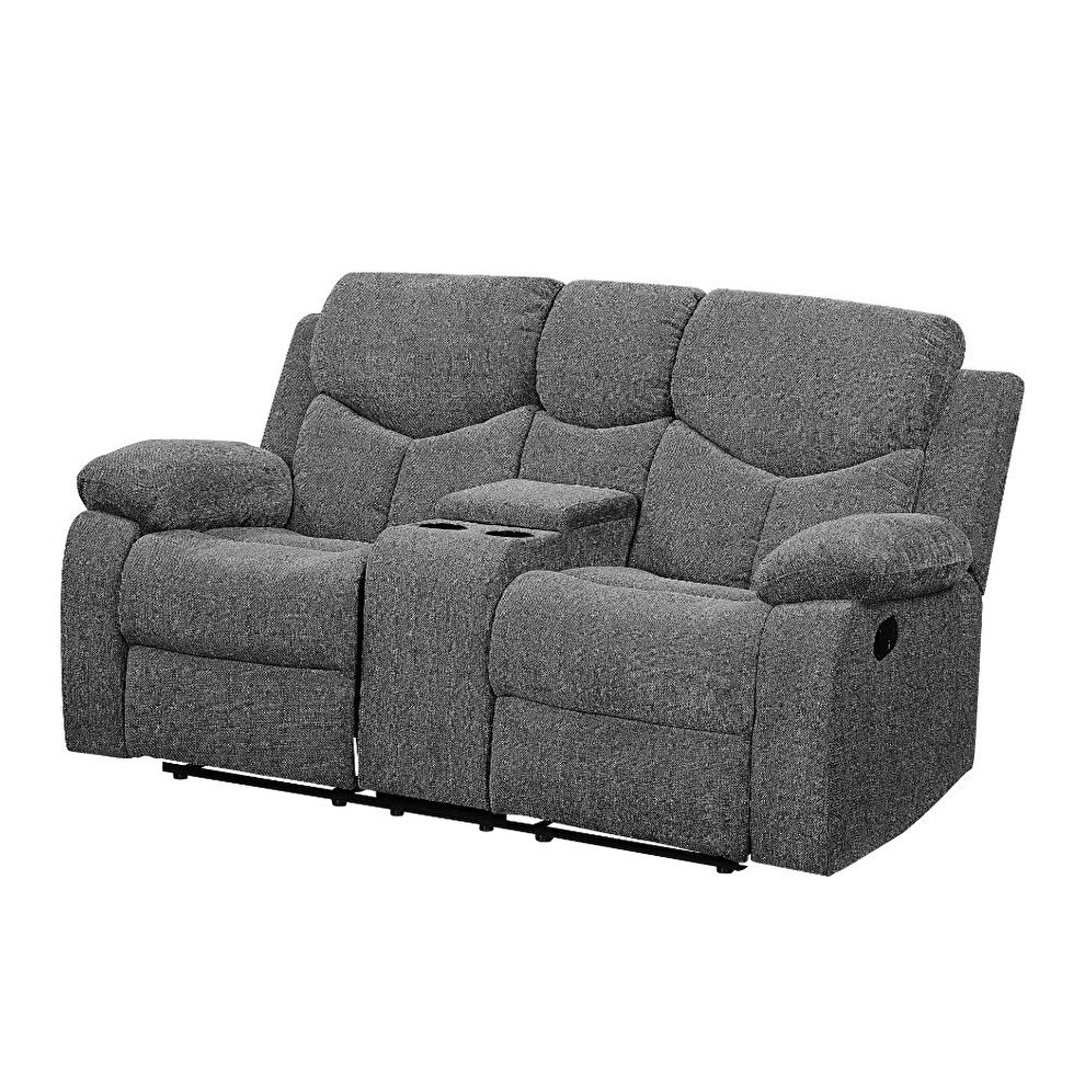 Gray chenille fabric motion loveseat by Acme
