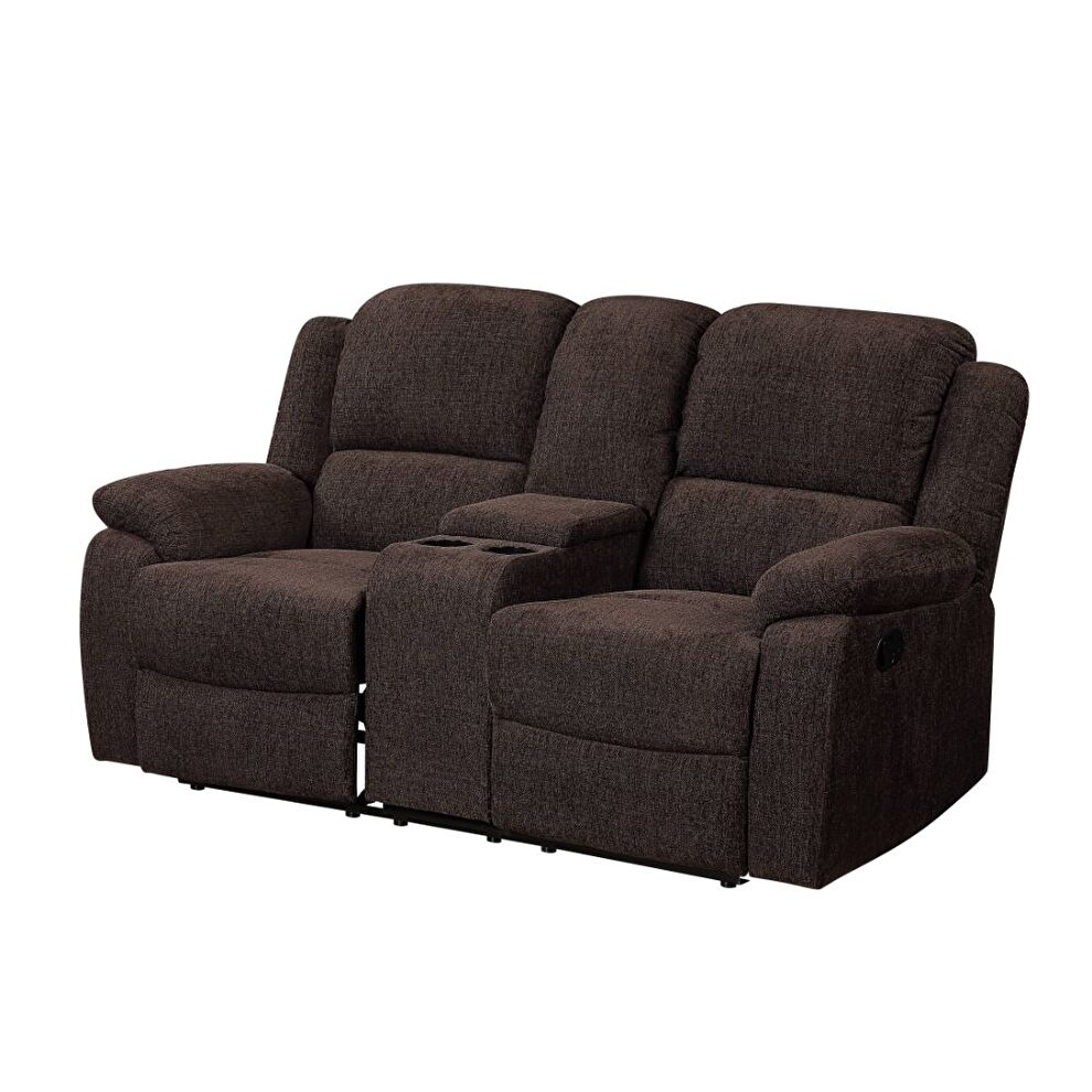 Brown chenille motion loveseat by Acme