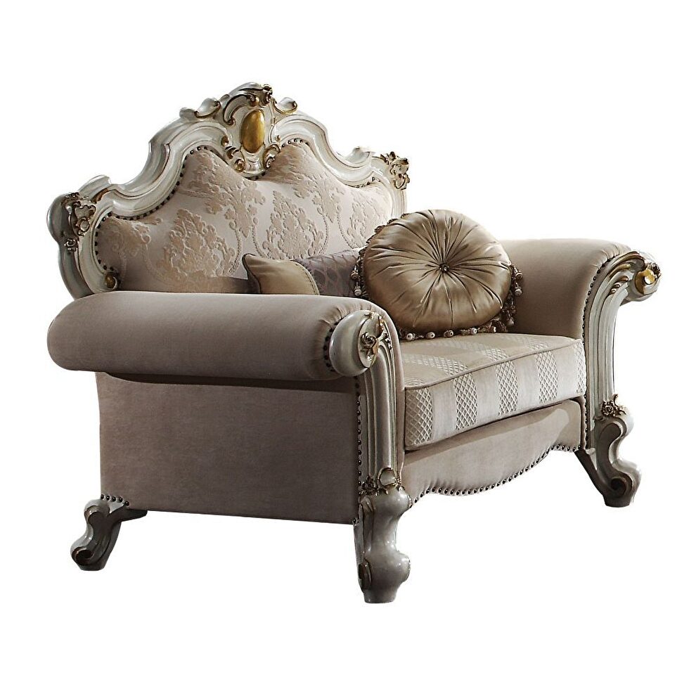 Fabric & antique pearl finish chair by Acme
