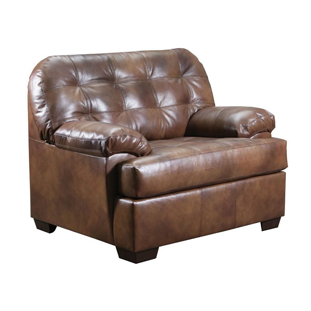 2-tone brown top grain leather match chair by Acme