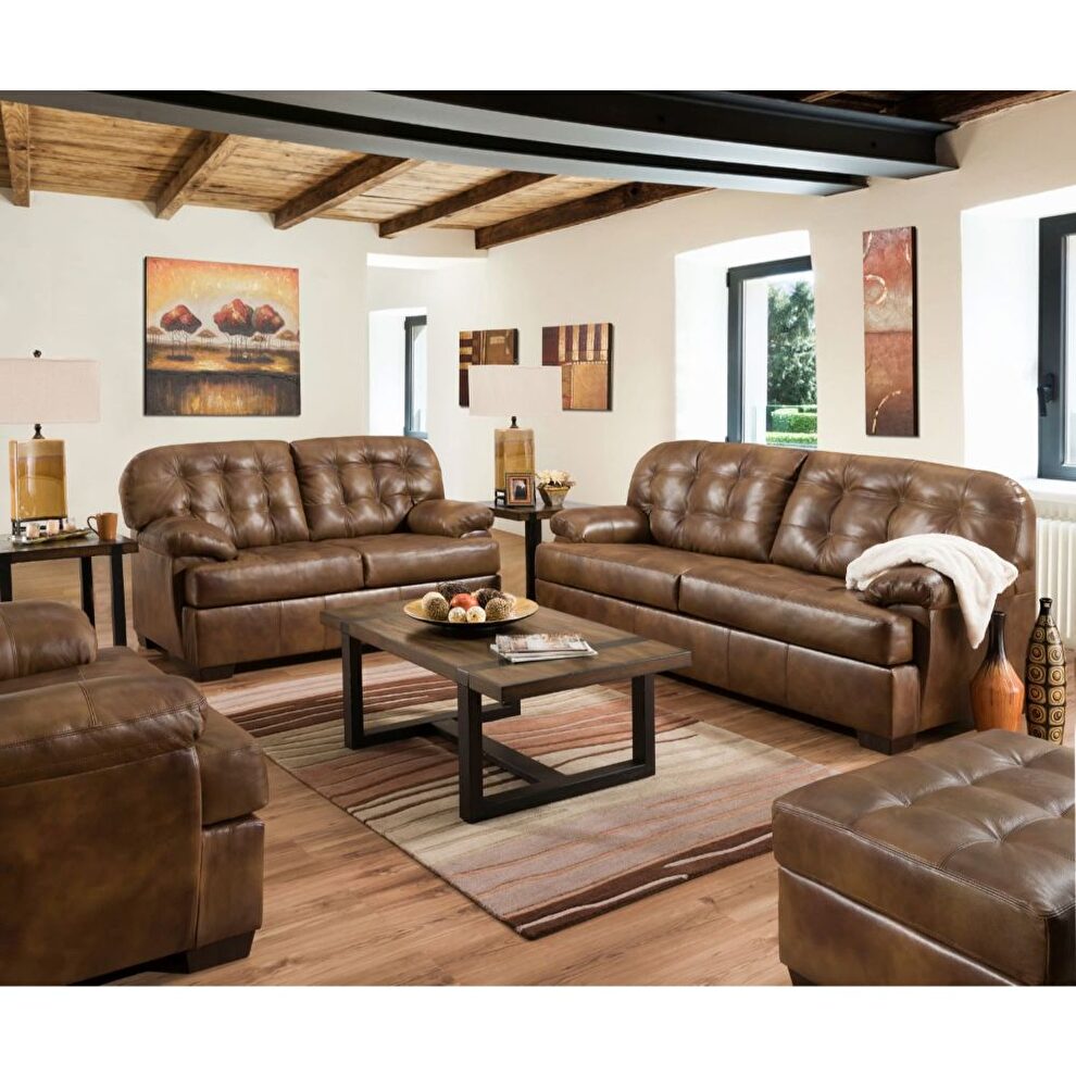 2-tone brown top grain leather match sofa by Acme