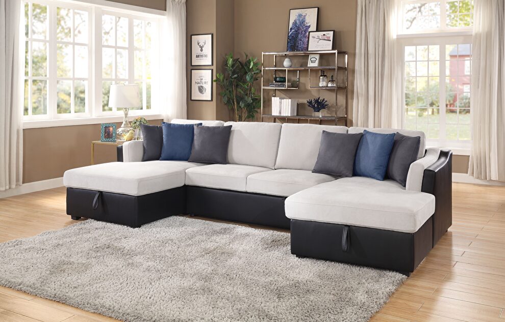 U-shape sleeper sectional sofa in casual design by Acme