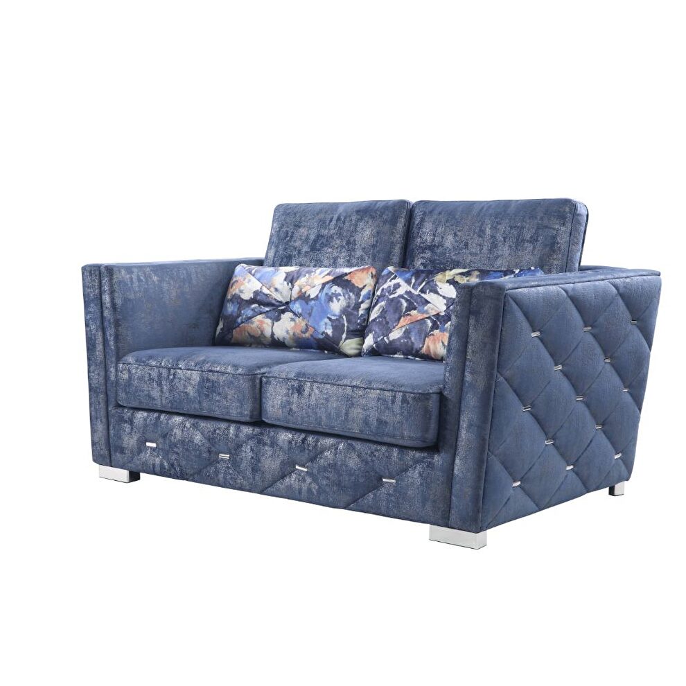 2-tone blue fabric loveseat by Acme